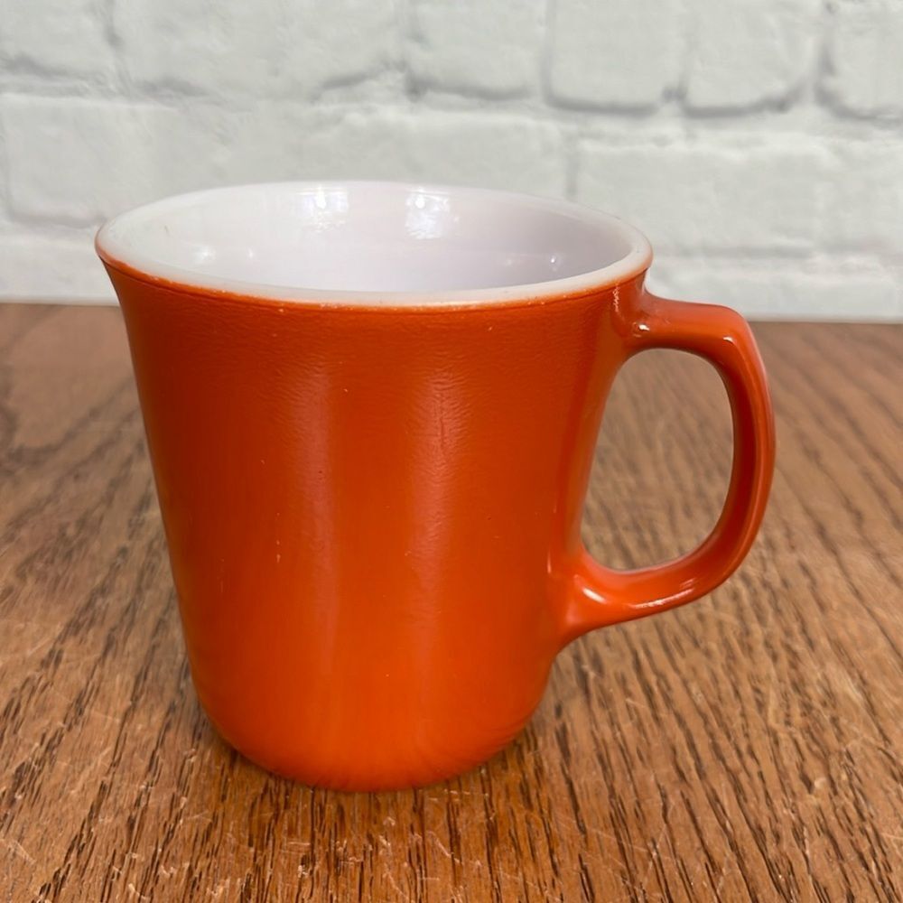 Vintage Milk Glass Corning Burnt Sienna Orange Retro Coffee Cup